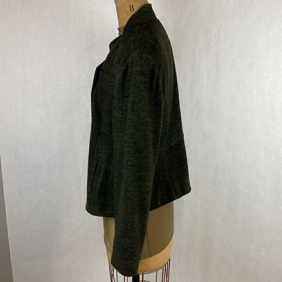 Coldwater Creek Asymmetrical Moto Jacket Size 16 Olive Green Wool Blend - Picture 4 of 16
